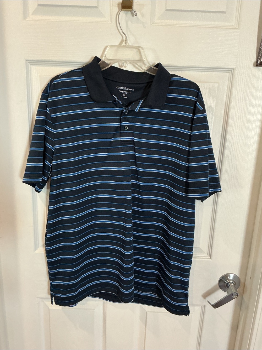 croft & barrow Black Polo with Blue Stripe Detail